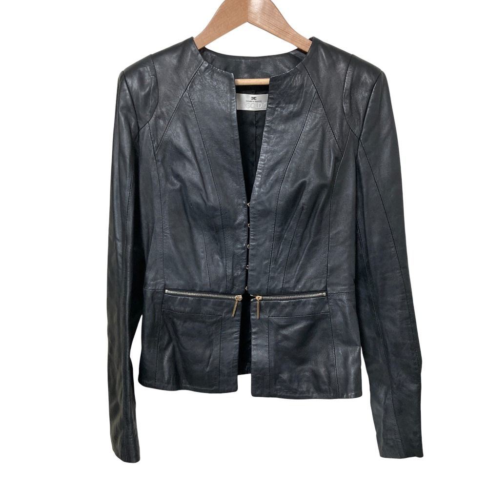 Elisabetta Franchi GOLD ブラックレザージャケット Elisabetta Franchi GOLD ブラックレザージャケット