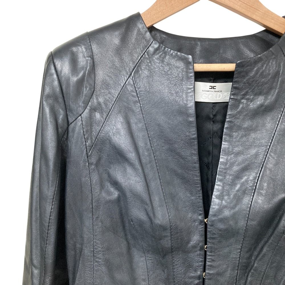美品 ELISABETTA FRANCHI エリザベッタフランキ レザージャケット 44