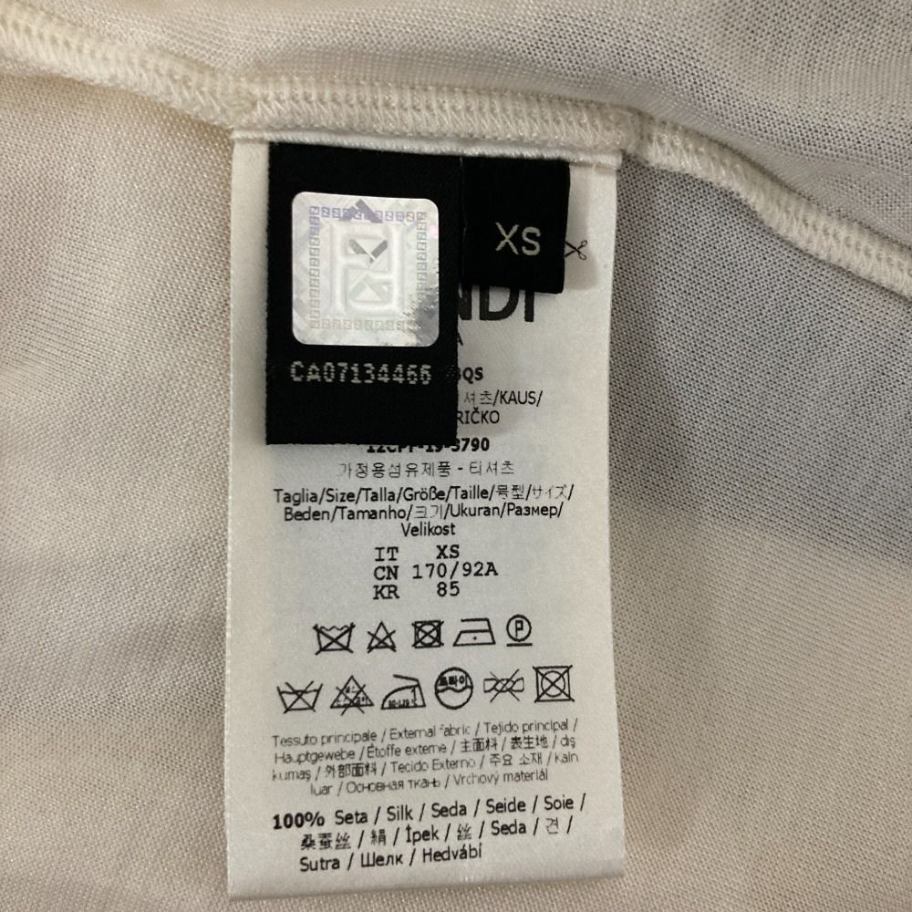 美品 FENDI フェンディ LOGO SILK S S T-SHIRT シルク Tシャツ XS