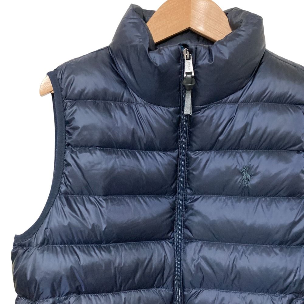 【美品】 ポロラルフローレン ダウンベスト ポニー刺繍 S ネイビー ポロラルフローレン ダウンベスト ポニー刺繍 2WAY ネイビー L