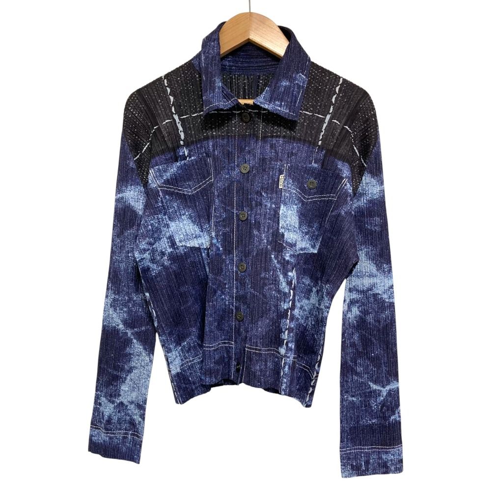 美品 PLEATS PLEASE プリーツプリーズ イッセイミヤケ デニム転写