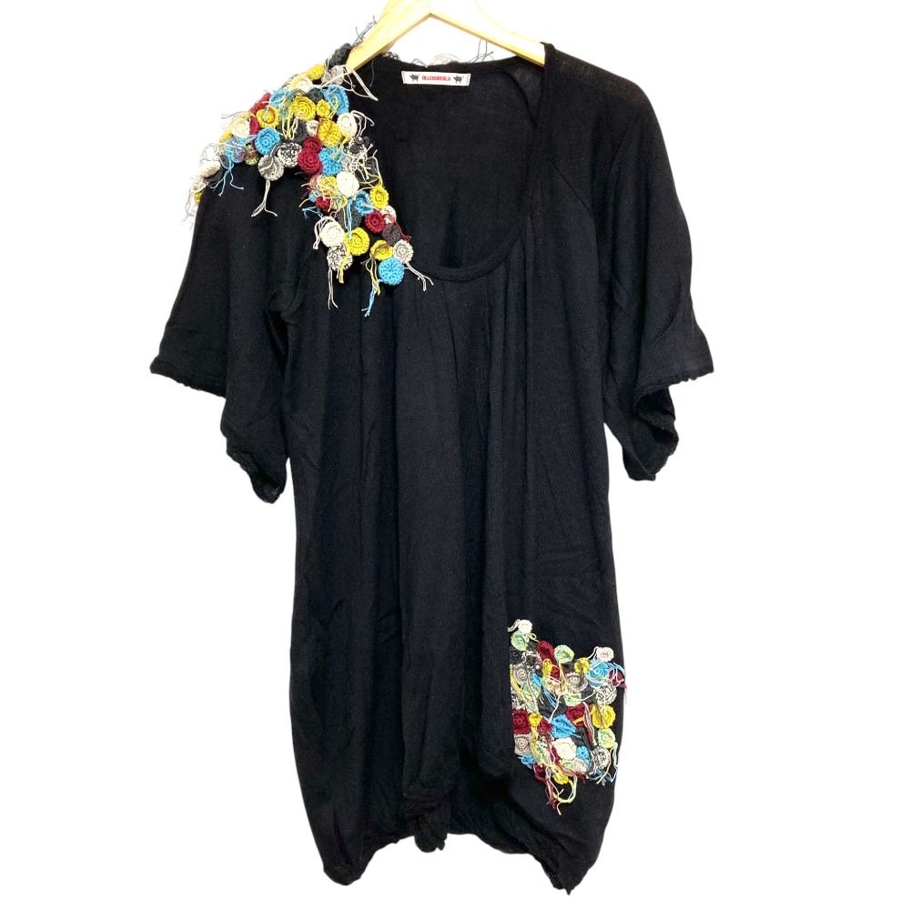 OLLEBOREBLA アルベロベロ ブラック チュニック 長袖　ブローチ付き 美品 OLLEBOREBLA ALBEROBELLO オレボレブラ アルベロベロ ぶたさん