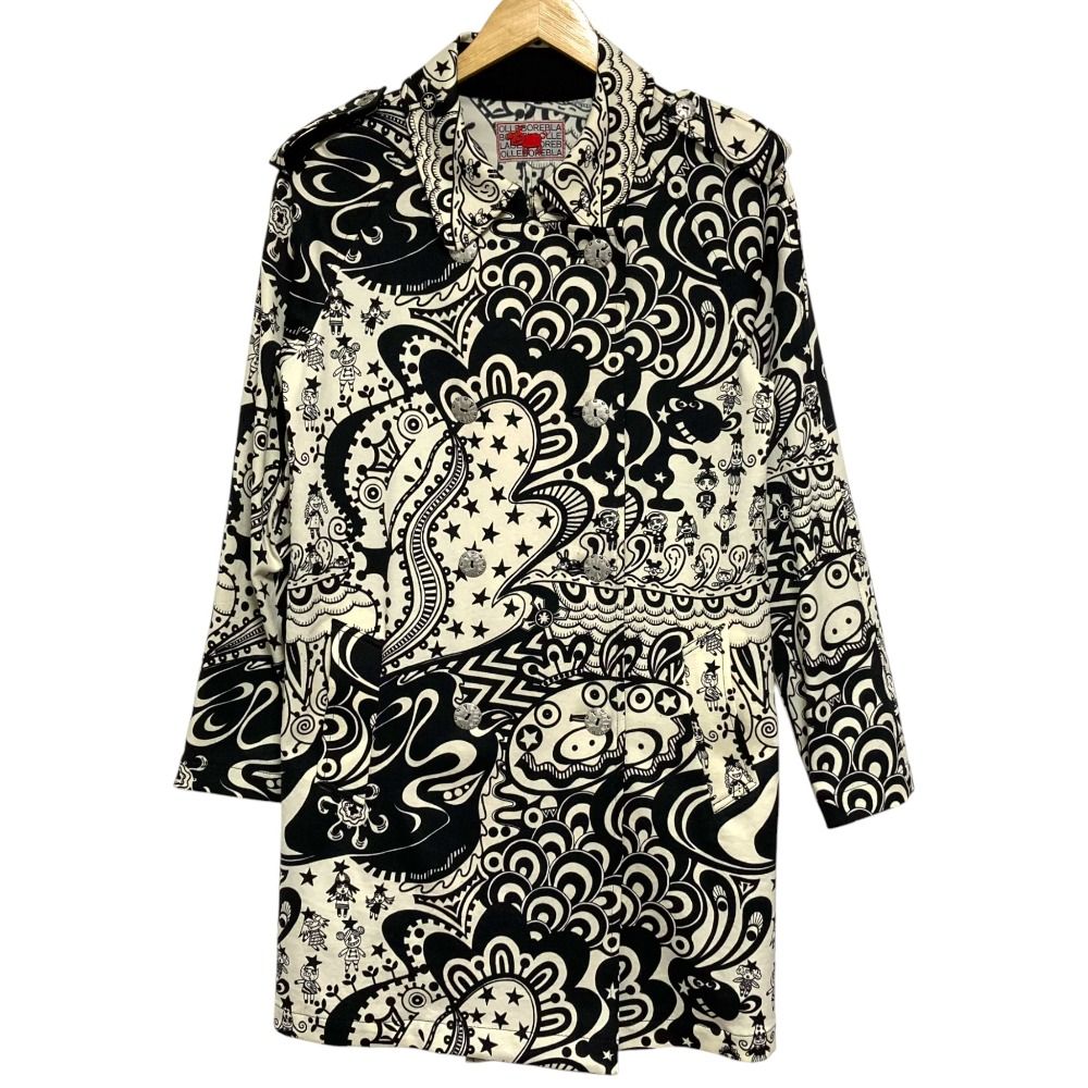 OLLEBOREBLA ALBEROBELLO オレボレブラ アルベロベロ ぶたさん トレンチコート ブラック アイボリー レディース 古着