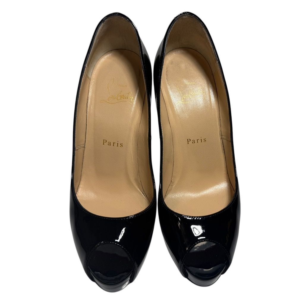 クリスチャンルブタン オープントゥ ハイヒール　ブラック パテント 36 Miss Z - 100 mm パンプス - パテントレザー - ブラック - ウィメンズ