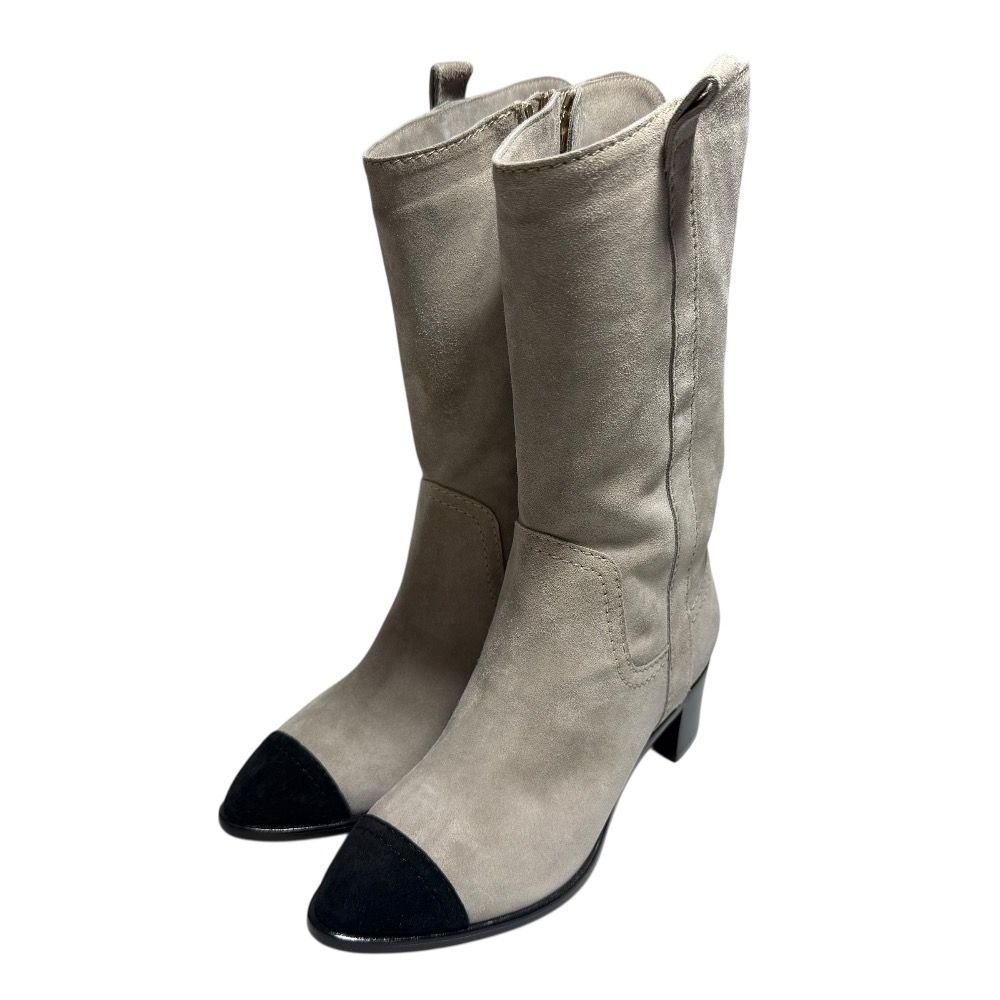 未使用 CHANEL シャネル スエード バイカラー ショートブーツ サイズ