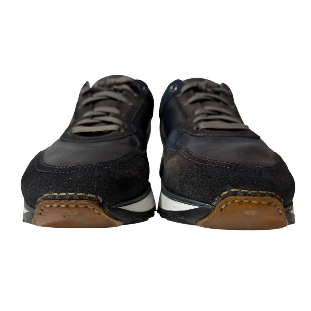 マグナーニ レザー スエード スニーカー 40 25 cm ネイビー ブラウン メンズ 古着