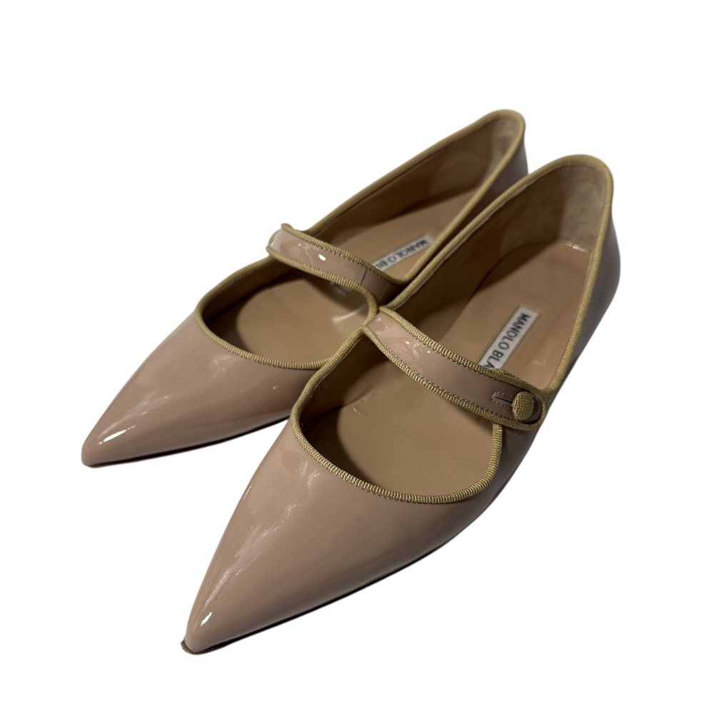 美品 MANOLO BLAHNIK マノロブラニク パテントレザー ポインテッドトゥ