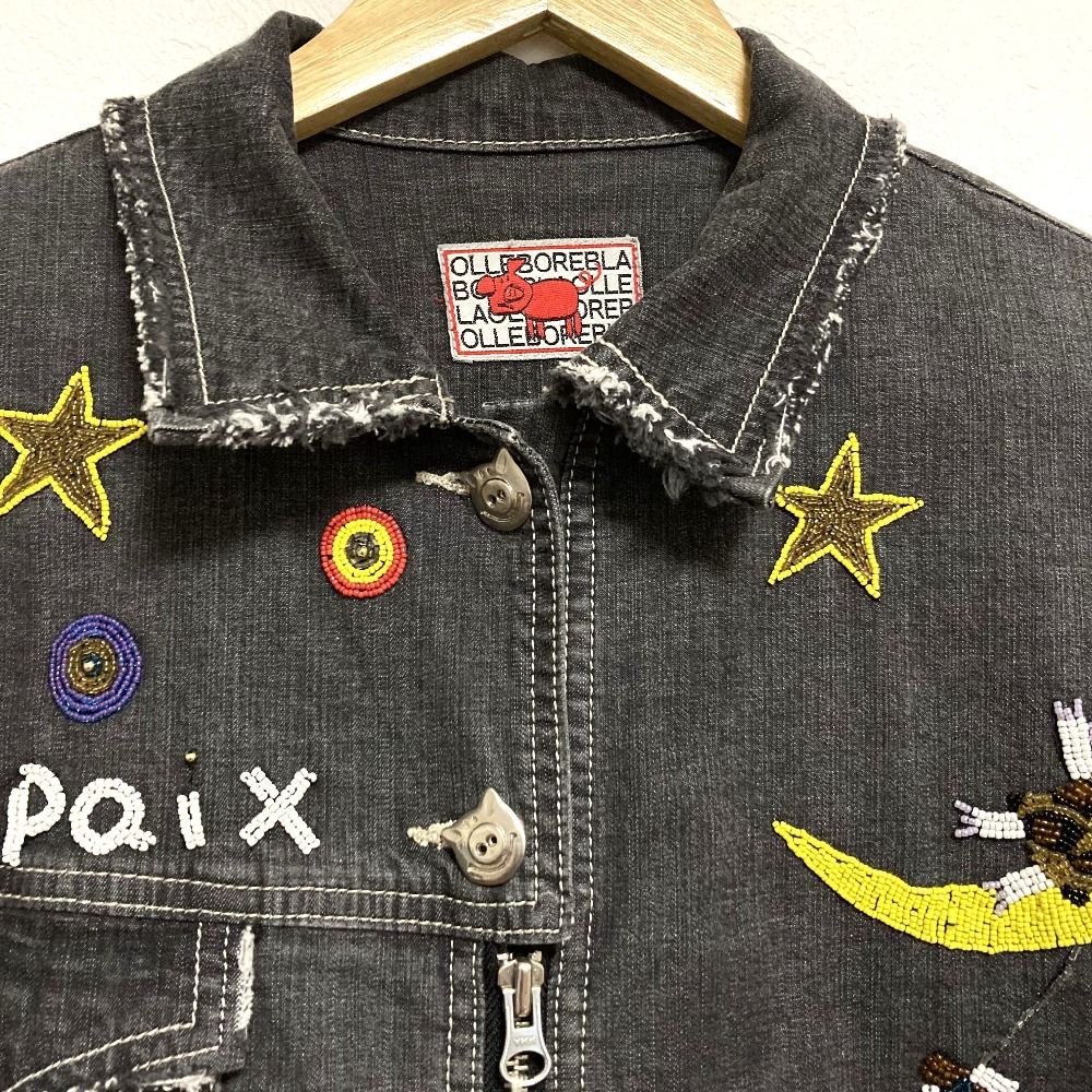 アルベロベロ　OLLEBOREBLA　ビーズ装飾　デニムジャケット 美品 OLLEBOREBLA ALBEROBELLO オレボレブラ アルベロベロ ぶたさん