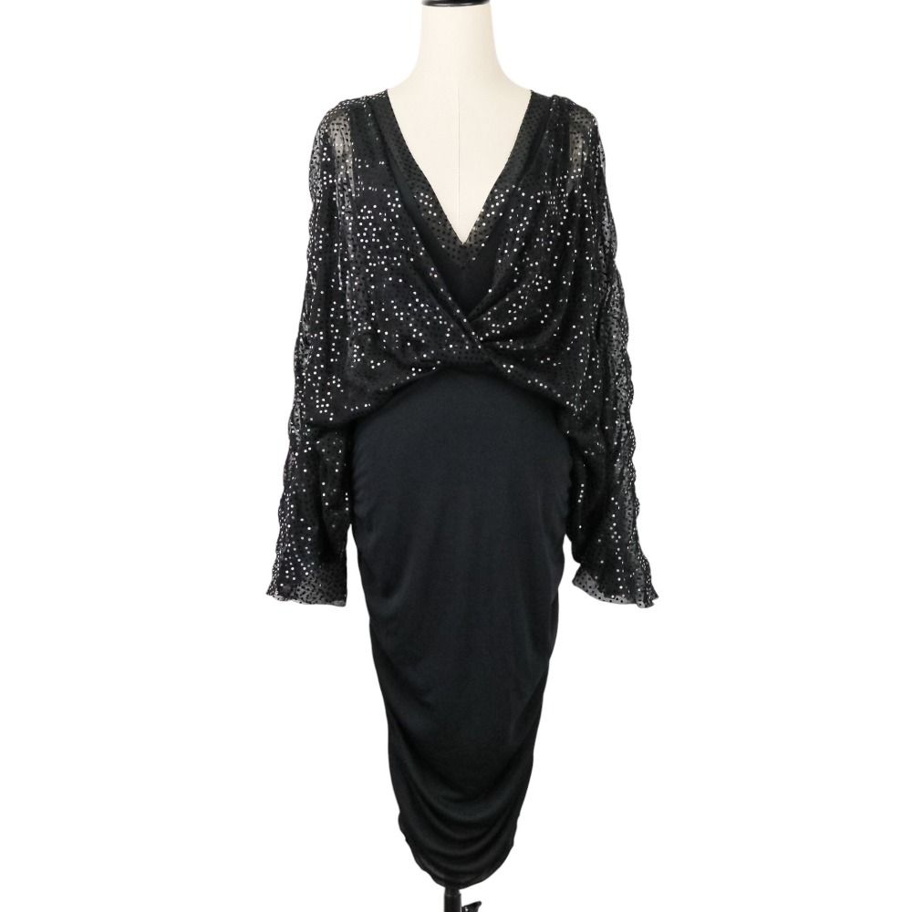 美品 EMPORIO ARMANI エンポリオアルマーニ スパンコール ドレープ