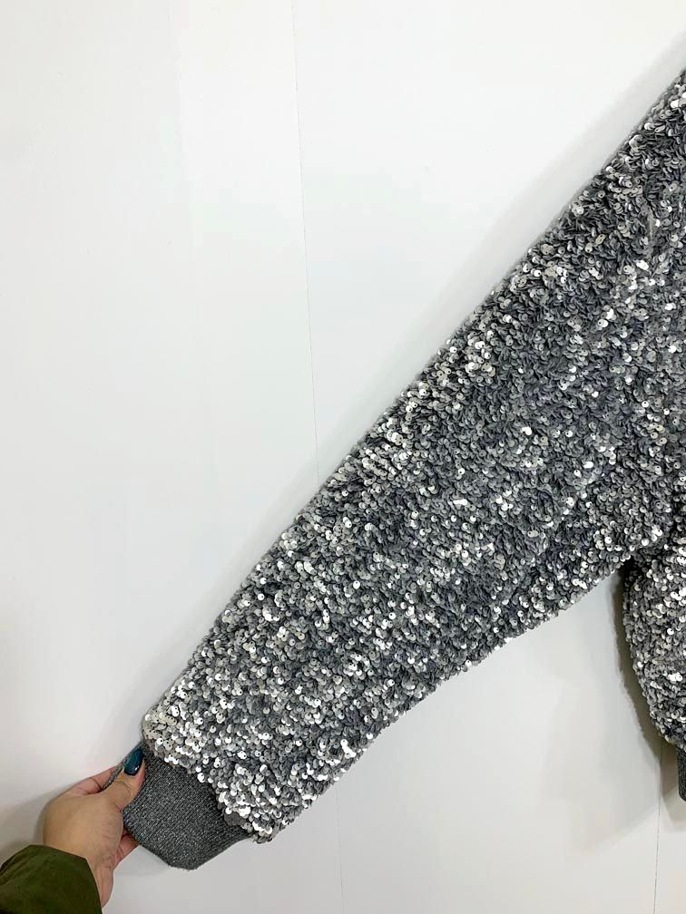 ZARA ザラ　ブルゾン　XL　シルバー　スパンコール ZARA ザラ ブルゾン XL シルバー スパンコール