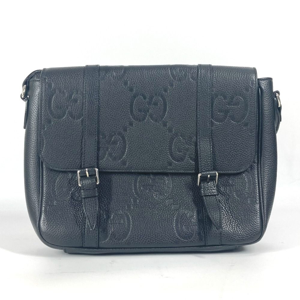 グッチ GUCCI ジャンボGG ミディアム メッセンジャーバッグ  760234  GG JUMBO MD カバン 斜め掛け ショルダーバッグ レザー ブラック GUCCI グッチ ショルダーバッグ ジャンボGG ミディアム メッセンジャー