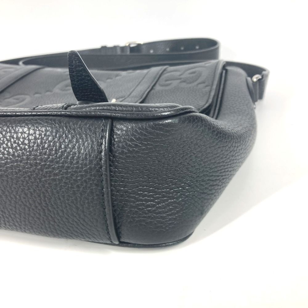 グッチ GUCCI ジャンボGG ミディアム メッセンジャーバッグ  760234  GG JUMBO MD カバン 斜め掛け ショルダーバッグ レザー ブラック GUCCI グッチ ショルダーバッグ ジャンボGG ミディアム メッセンジャー