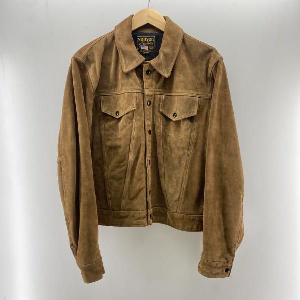 中古】VANSON USA製 スエード トラッカージャケット ブラウン サイズ42