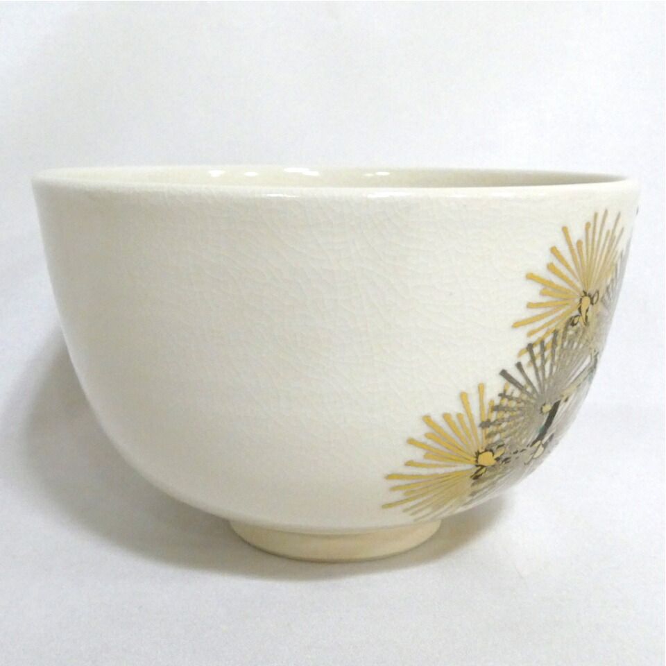 尋牛斎宗匠書付】眞葛焼 宮川香斎(真葛香斎)作 森の鳥茶碗 久田宗也