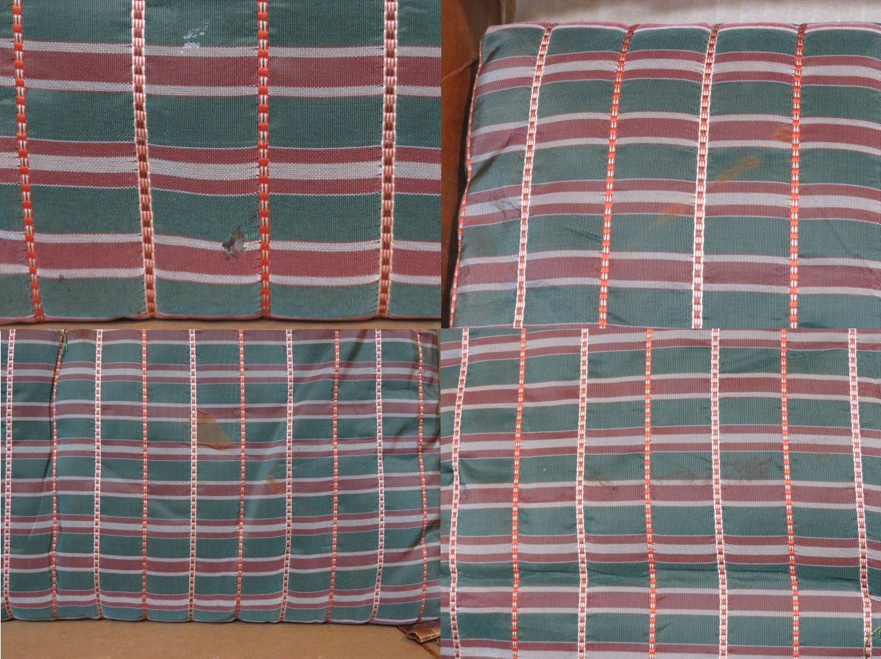 十二月◇特売品）茶席用座布団 吉野間道裂（緑） 十客分〈税込・送料込