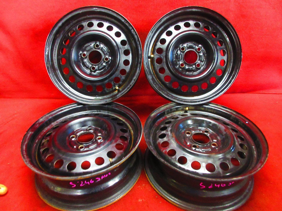 スチール ホイール 4本 日産 15 5 J 4穴100 40 ハブ径 60 キューブ Z 12 ノート ティーダ ウィングロード ADバン 52463 H G