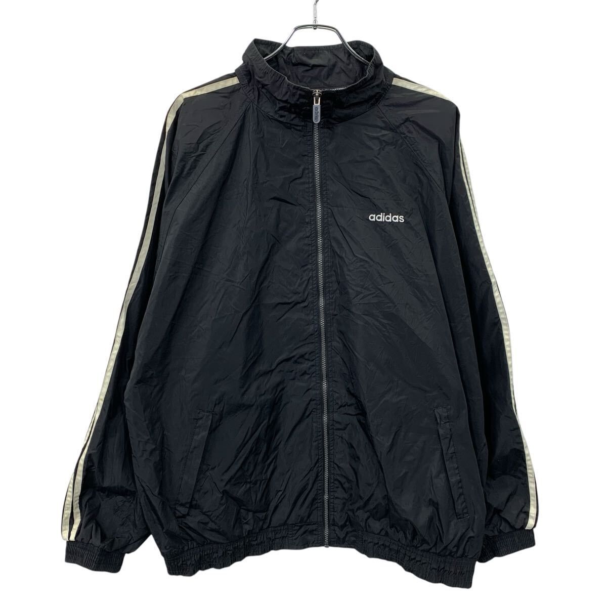 adidas ナイロンジャケット XL ブラック アディダス ジップアップ 裏地