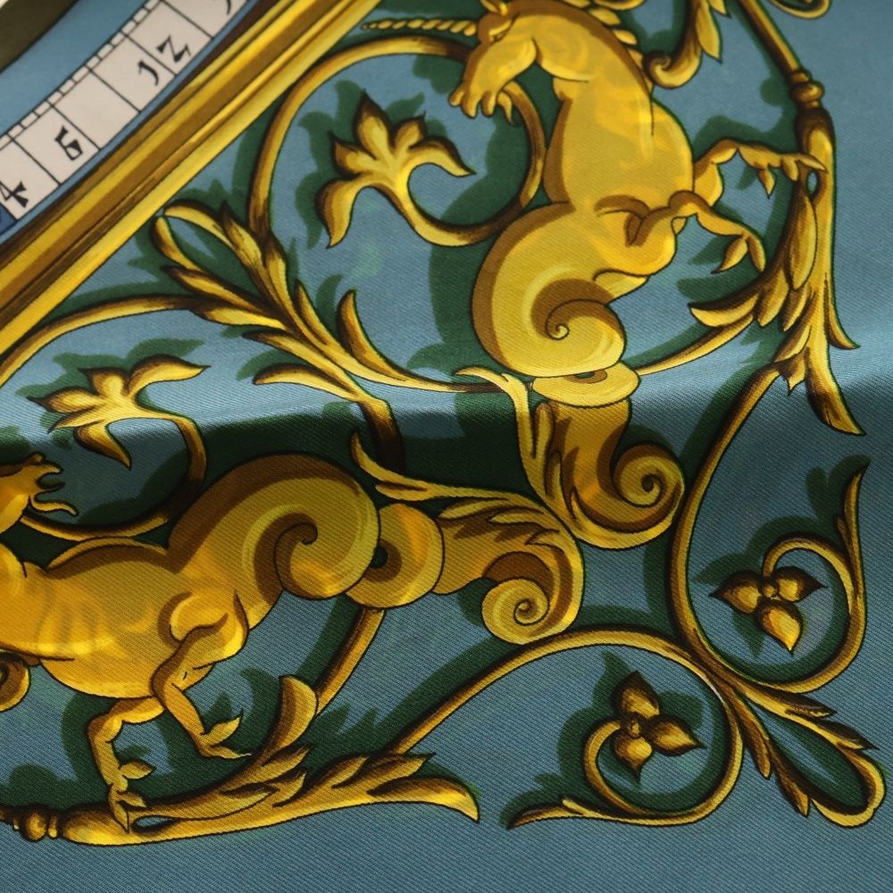 HERMES (エルメス) カレ90 DIES ET HORE 占星術 ターコイズブルー