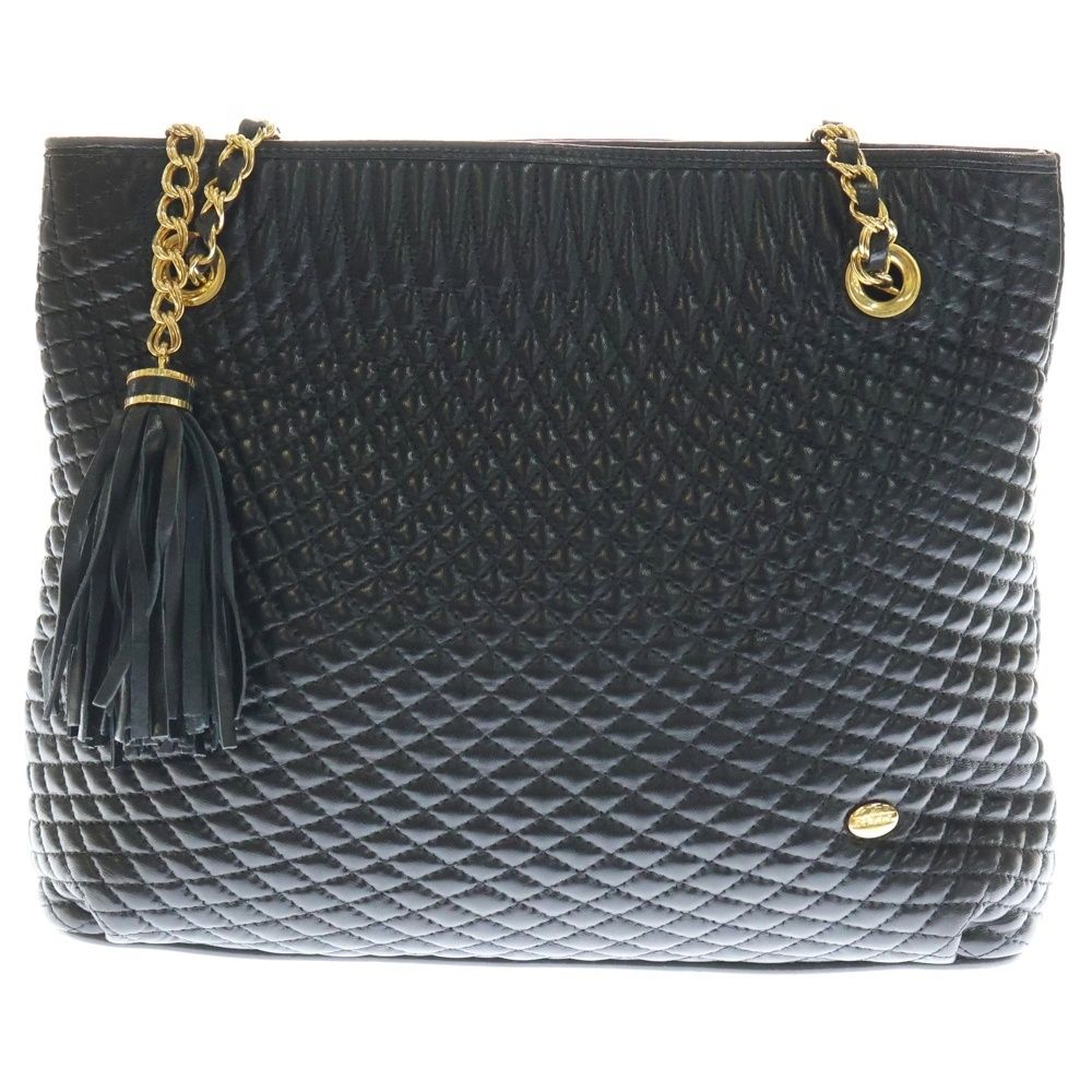 【美品】BALLY チェーン ショルダーバッグ キルティング B ロゴ フリンジ BALLY (バリー) フリンジ ストラップ キルティング レザー チェーン