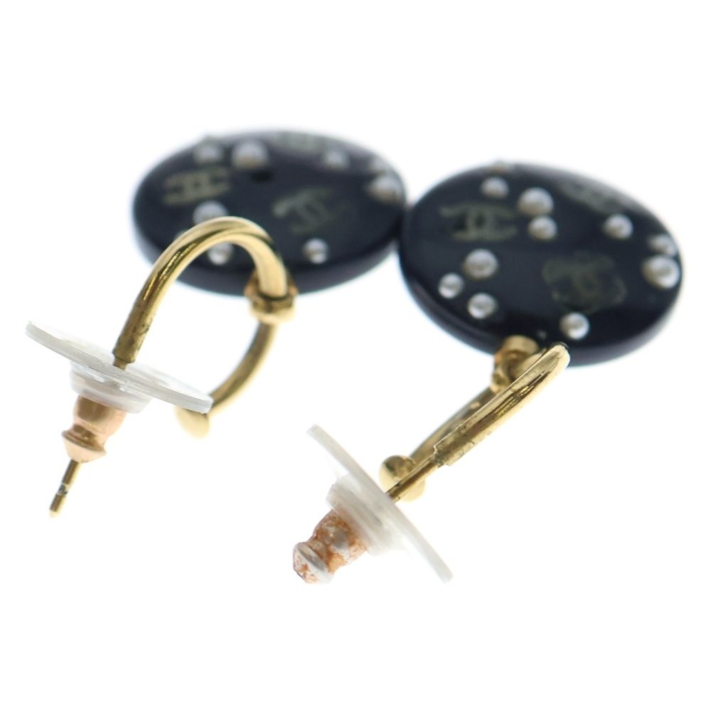 CHANEL (シャネル) フープピアス ココマーク フェイクパール ネイビー