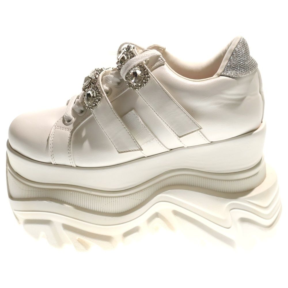 新品 ミシェルマカロン ボリュームソールビジューベルトスニーカー 厚底 ホワイト ボリュームソールビジューベルトスニーカー ホワイト | ファッション