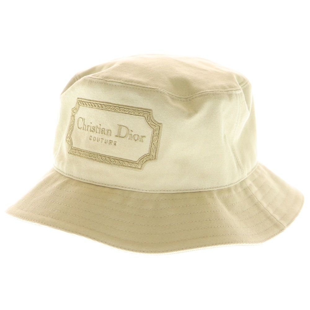 ディオール サイズ:L  293C906I5641 ロゴ刺繍バケットハット帽子 中古 OM10 DIOR (ディオール) Canvas Bucket Hat バケットハット #L ベージュ