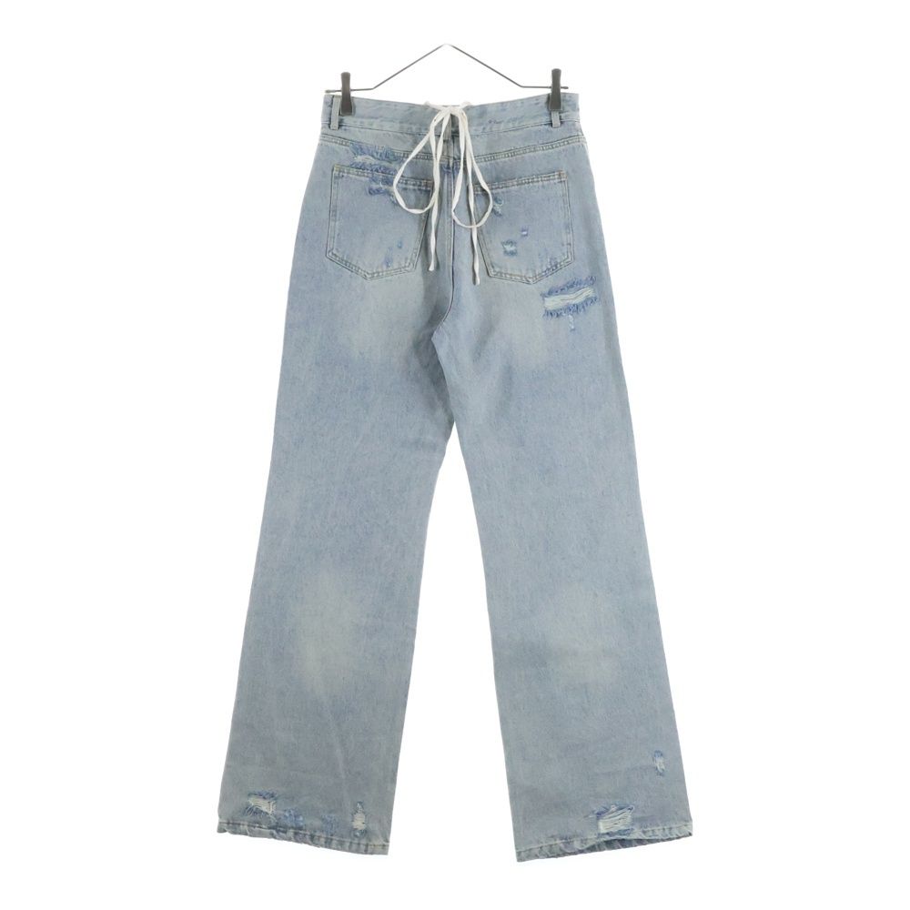 M me eme (エムミーエメ) SIDE RIBBON STRAIGHT DENIM ダメージ加工