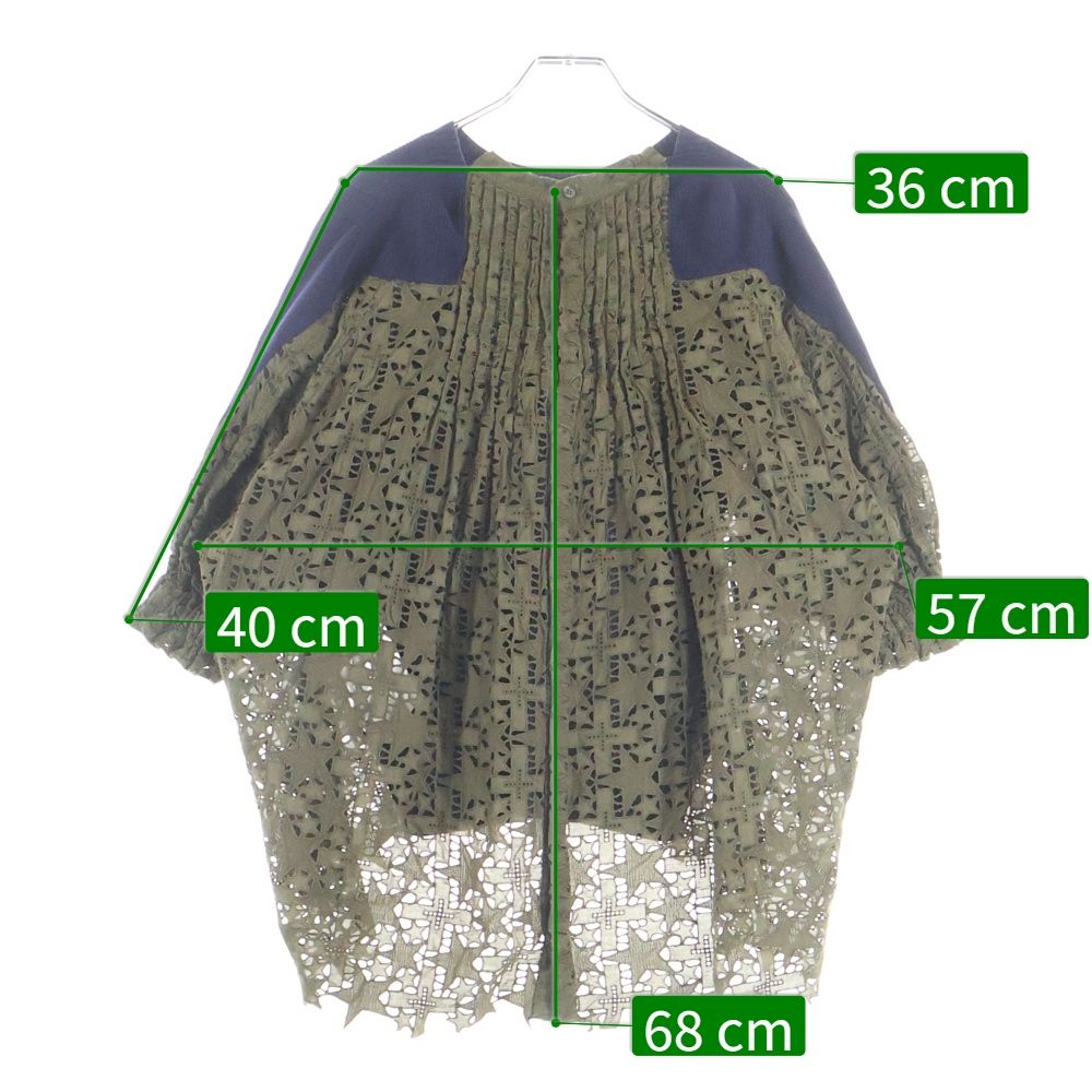 【希少】sacai 21SS Embroidery Lace Knit スター柄 sacai（サカイ） 21SS スター柄レース切り替え 変形 クルーネック 半袖
