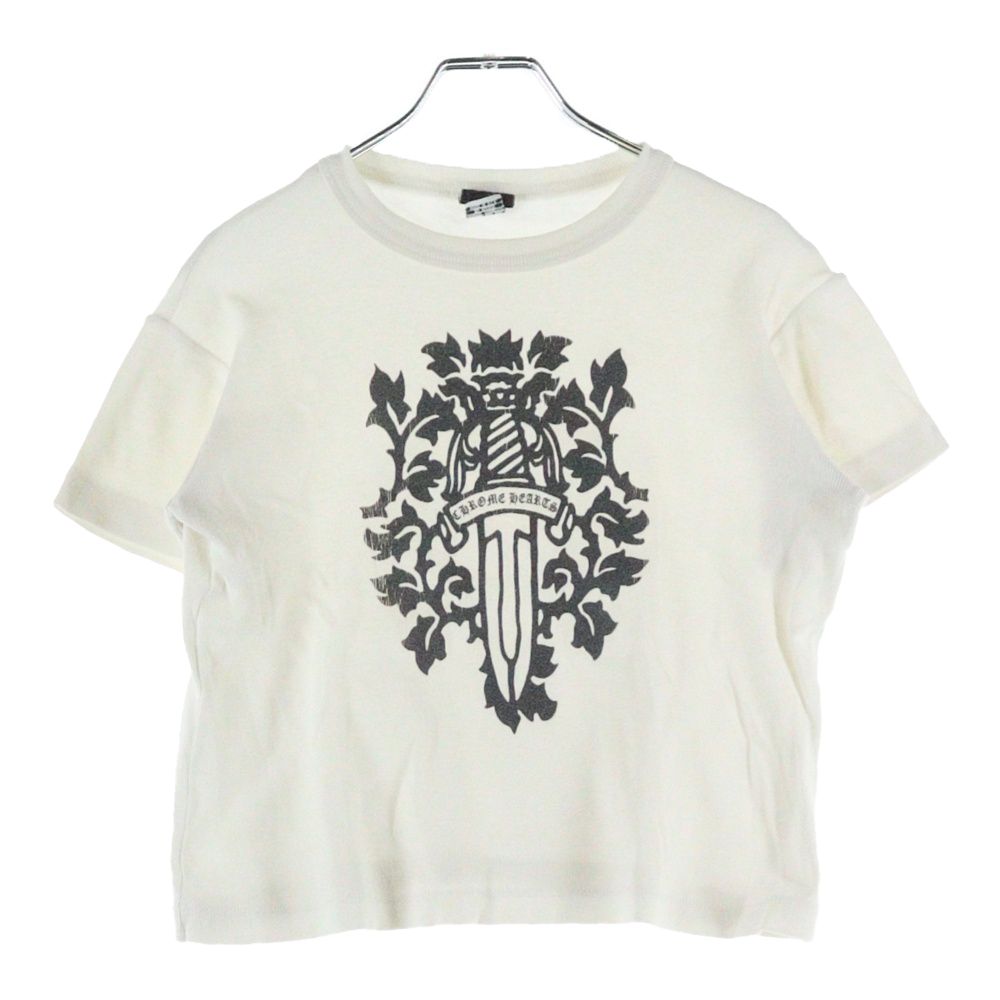 クロムハーツ Tシャツ ヴァインダガー 白×黒 CHROME HEARTS (クロムハーツ) ヴァインダガー ショート丈 クルー