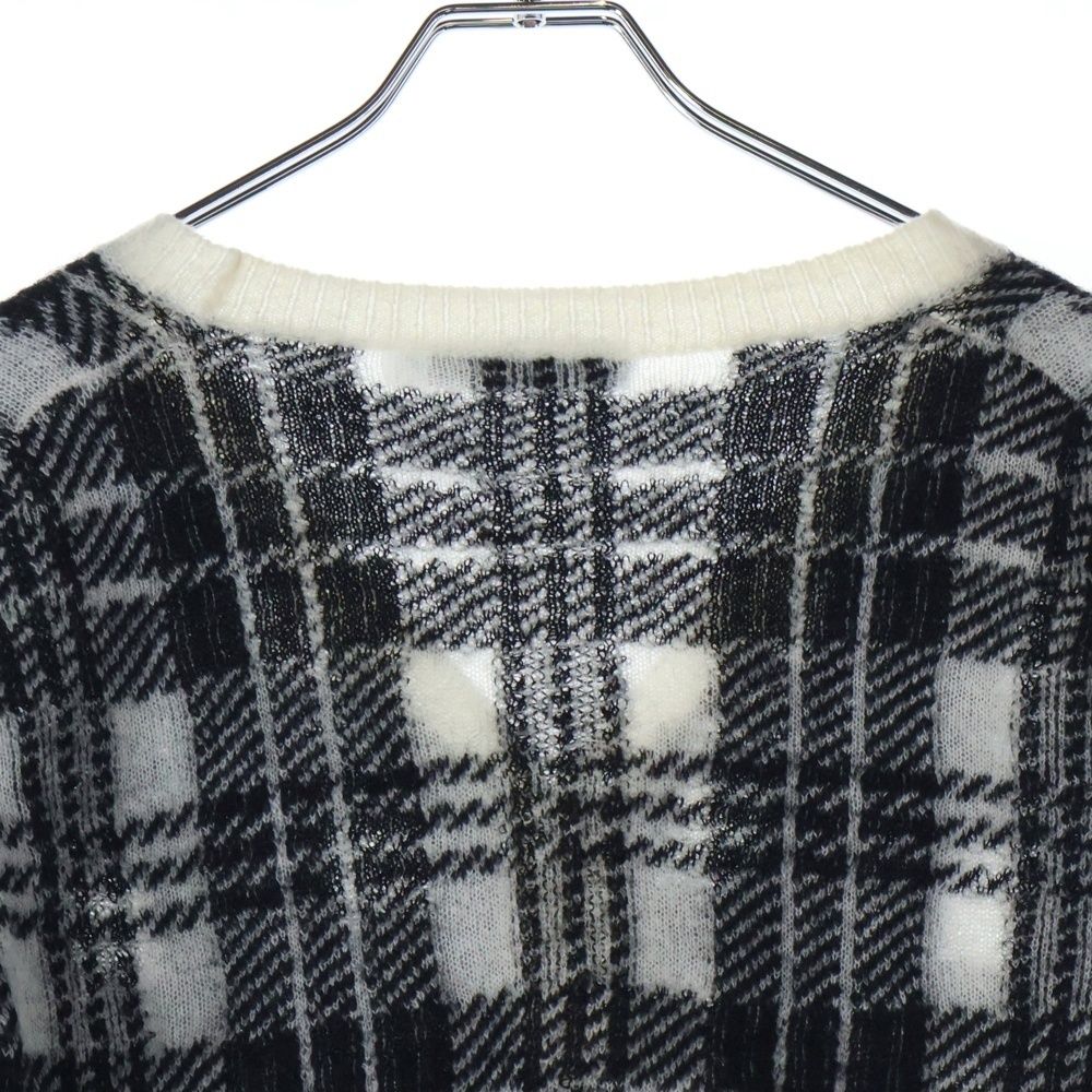 ディオール　チェック柄カーディガン ブラック・ホワイト Christian Dior (クリスチャンディオール) モヘア カシミヤ混 チェック