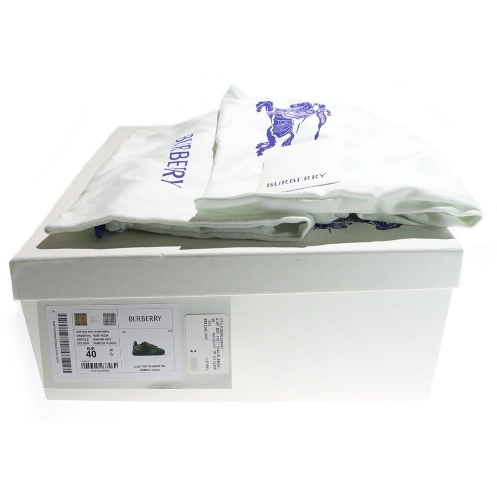 BURBERRY (バーバリー) チェックニット ボックス スニーカー グリーン