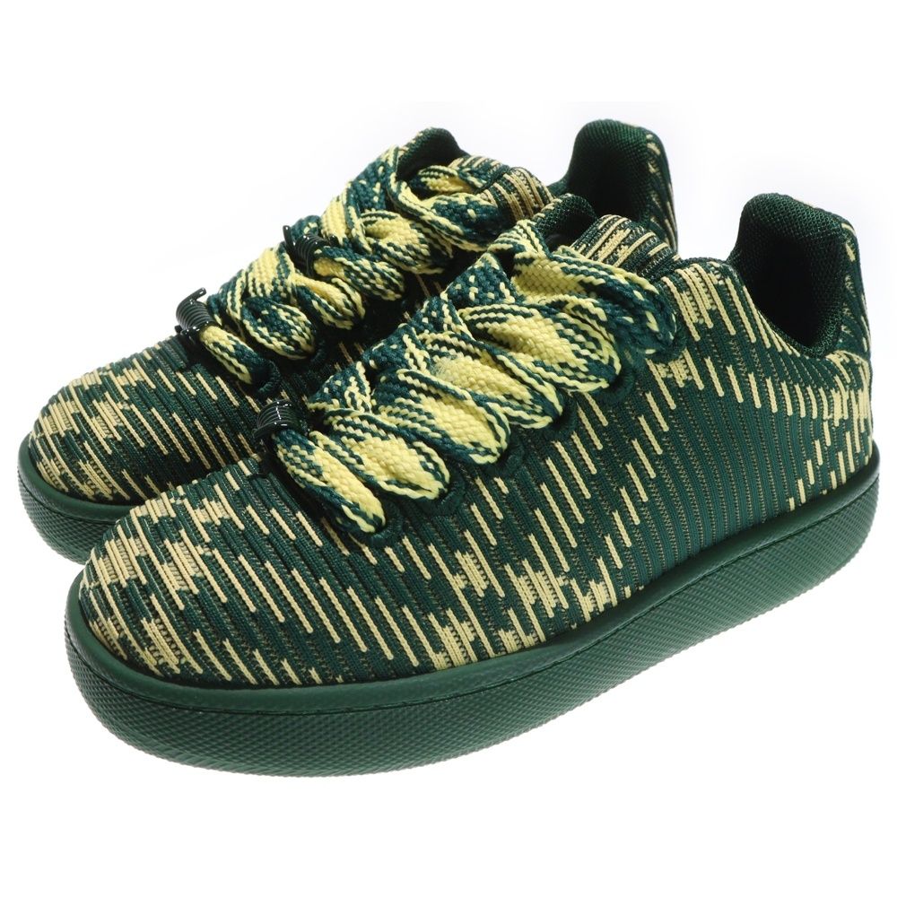 BURBERRY (バーバリー) チェックニット ボックス スニーカー グリーン