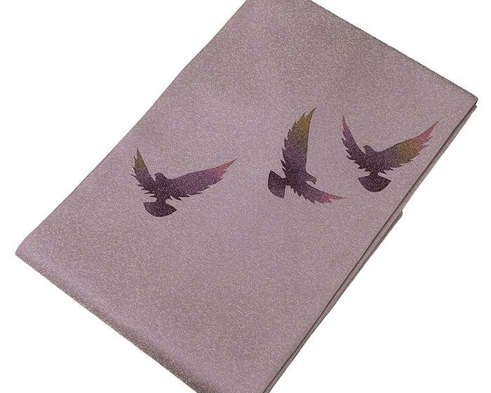 名古屋帯 未使用 正絹 染色作家 斉藤三才作 鳩 未着用 美品 新古品 九