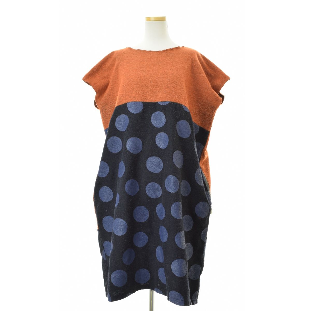 SOUSOU】長方形衣 貫頭衣 ドットノースリーブワンピース - メルカリ