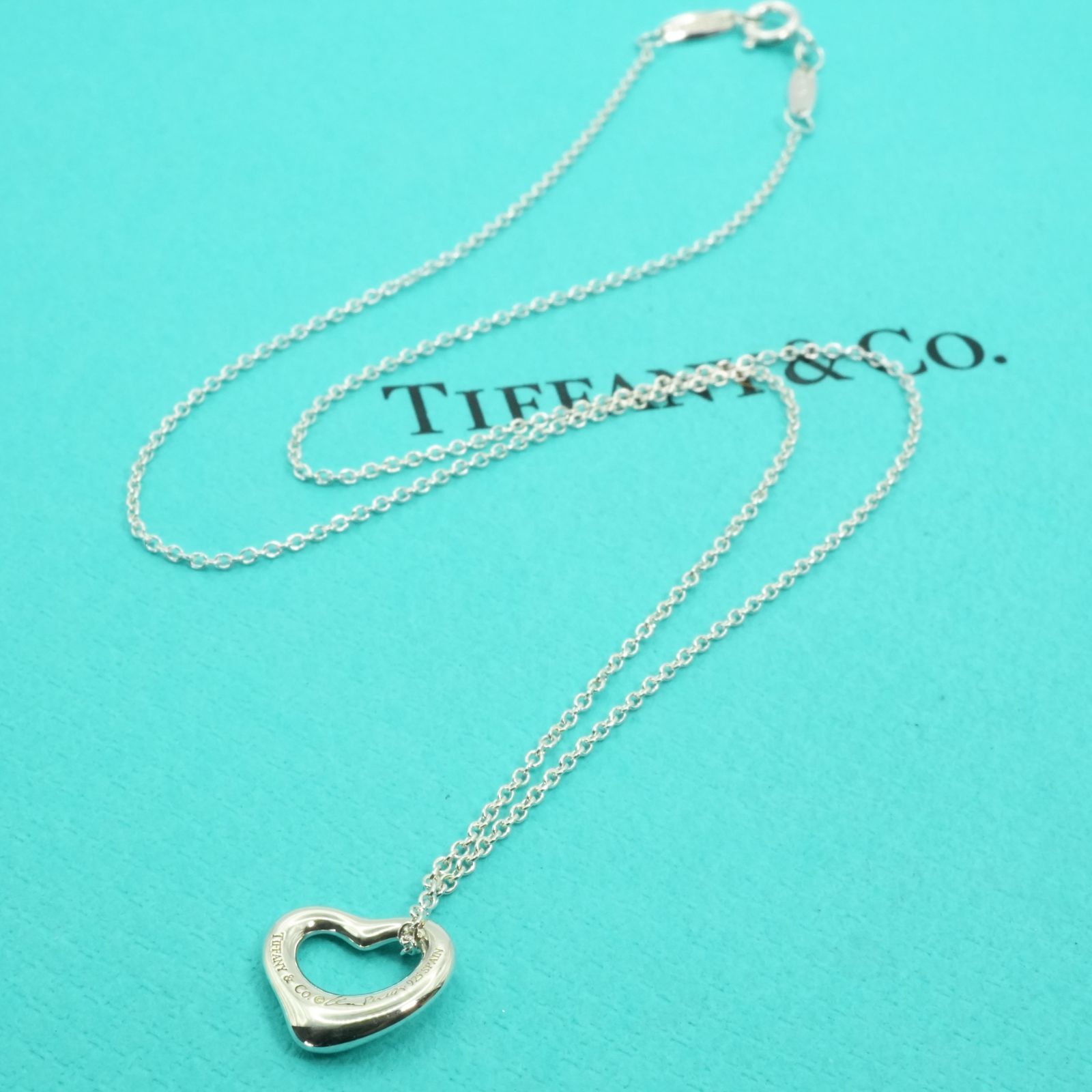 極美品11mmティファニーXSオープンハートシルバー ネックレス/25-1707