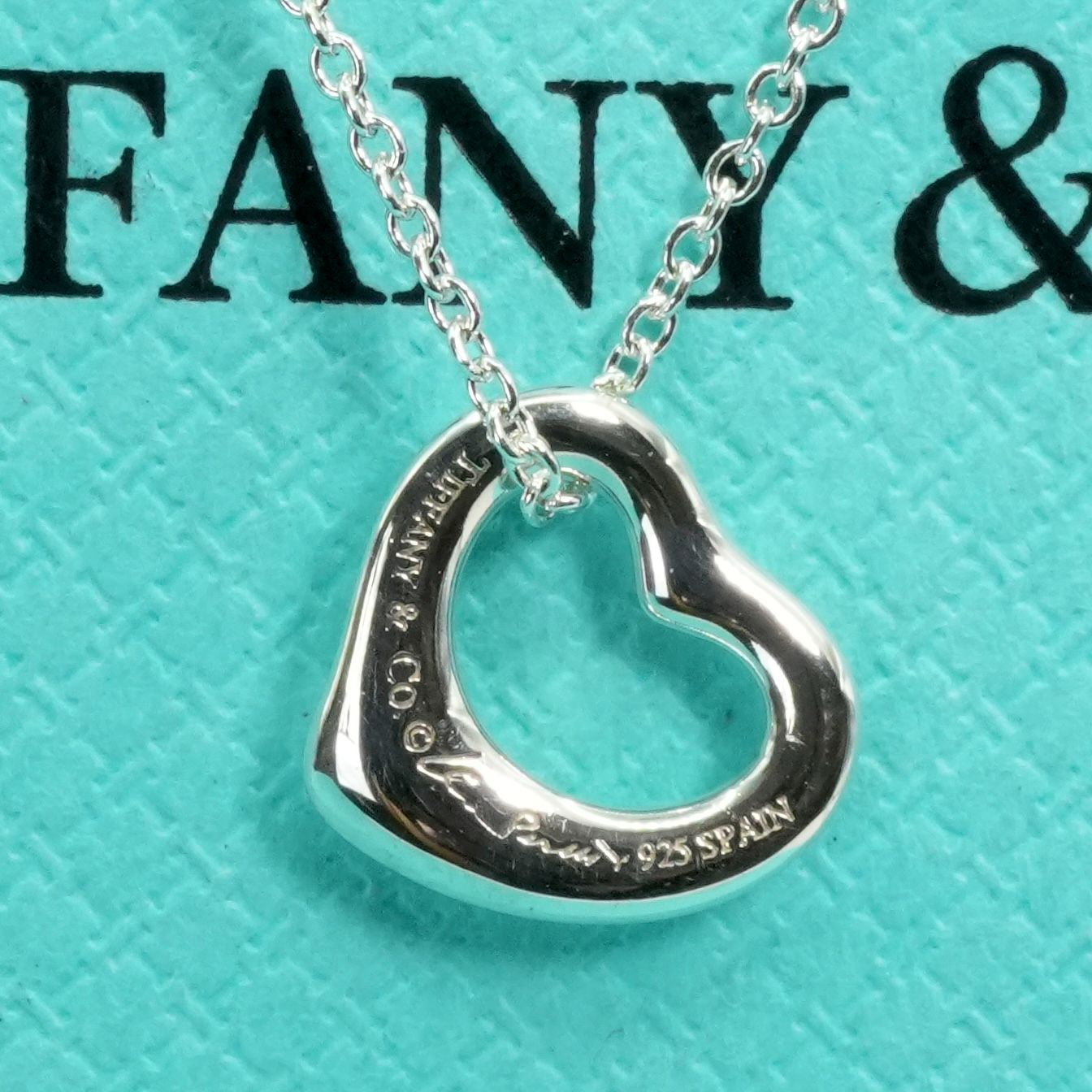 極美品11mmティファニーXSオープンハートシルバー ネックレス/25-1707