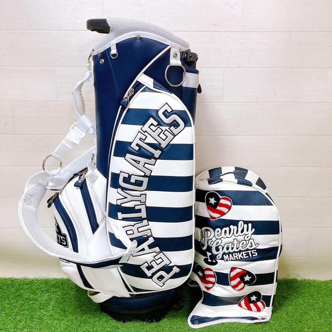 Mパーリーゲイツ マーケットボーダー柄 スタンドキャディバッグ原英莉