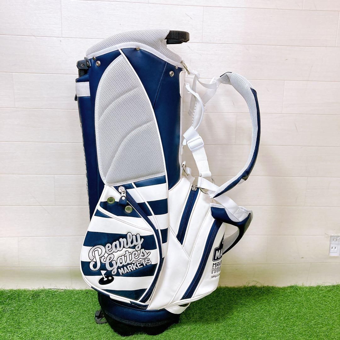 Mパーリーゲイツ マーケットボーダー柄 スタンドキャディバッグ原英莉花選手モデル Mパーリーゲイツ マーケットボーダー柄 スタンドキャディバッグ原英莉