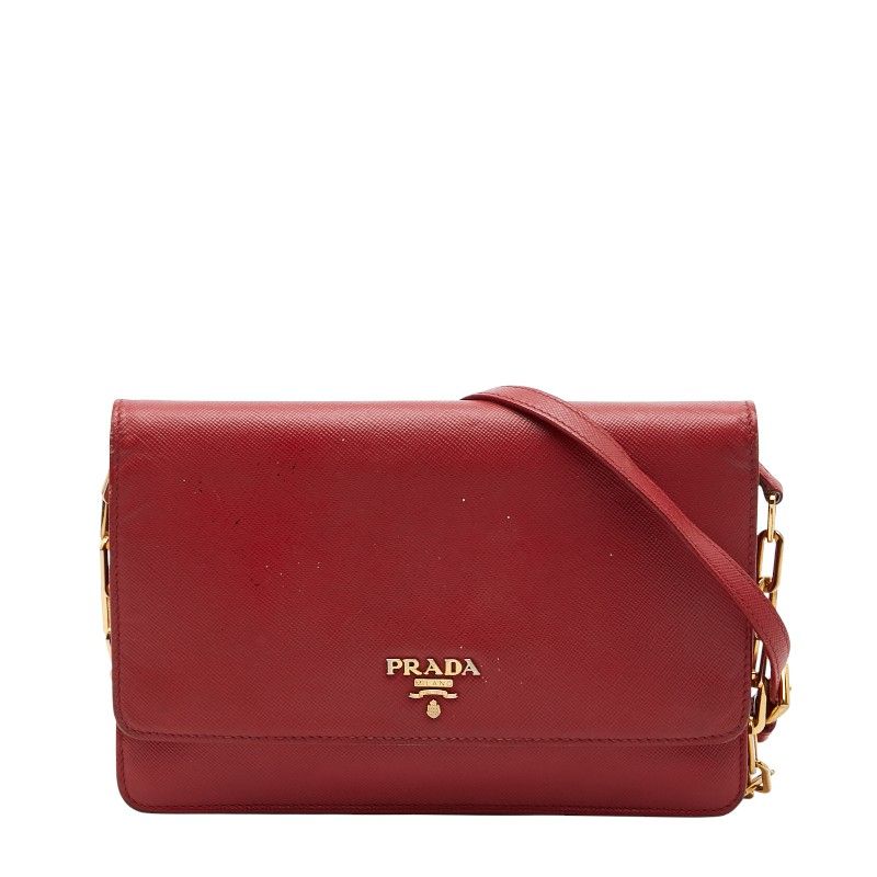PRADA プラダ/サフィアーノチェーンショルダー/レッド/1BD089/59/Aランク/69【中古】 楽天市場】PRADA プラダ/サフィアーノチェーンショルダー/レッド