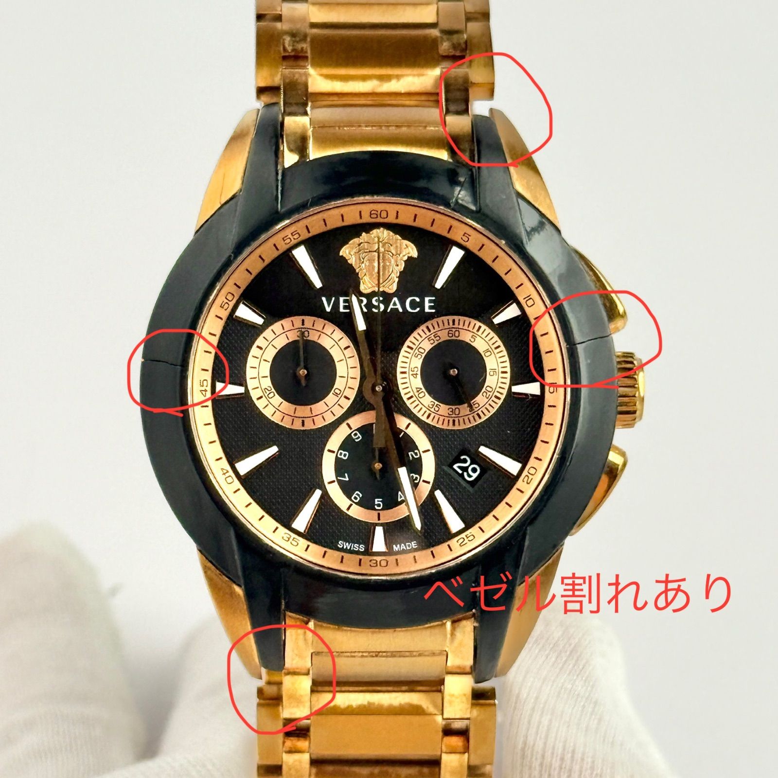 ヴェルサーチ クロノグラフ メデューサ 新品電池 メンズ 腕時計 870