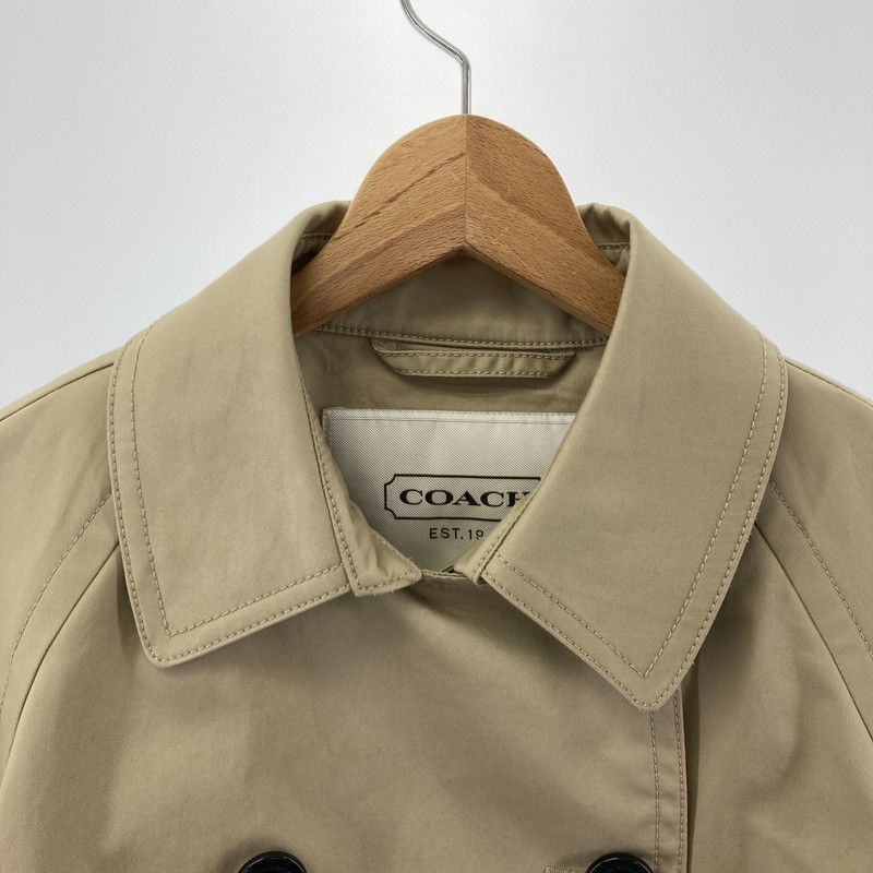 COACH コーチ ショートトレンチコート ベージュ 裏地シグネチャー柄