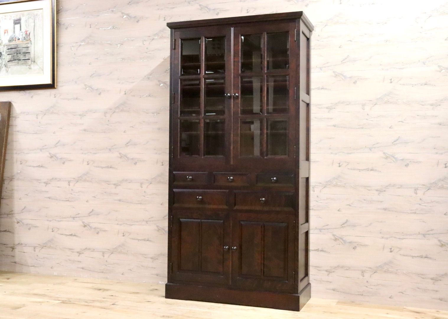 GMIK772A○北海道民芸家具 食器棚 水屋棚 カップボード 飾り棚