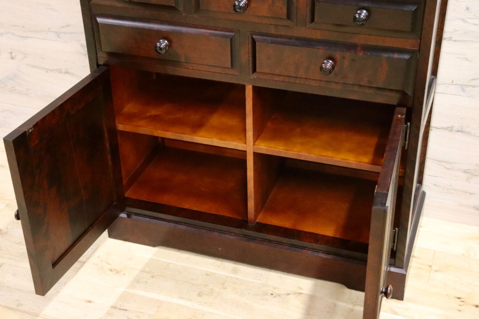 GMIK772A○北海道民芸家具 食器棚 水屋棚 カップボード 飾り棚