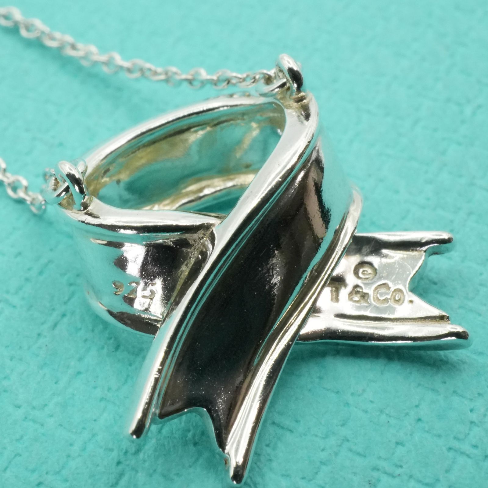 極美品✨️ ティファニー ボウ リボン ネックレス ペンダント 希少 極美品ティファニー リボン シルバーネックレス ボウ ペンダント/25