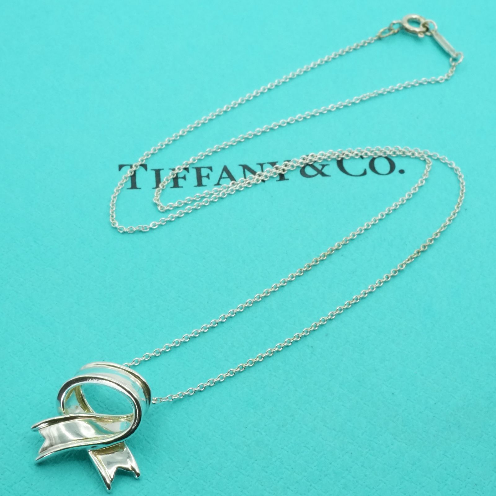 【磨き済み】希少品 ティファニー ボウ リボン ネックレス シルバー 付属品あり 極美品ティファニー リボン シルバーネックレス ボウ ペンダント/25