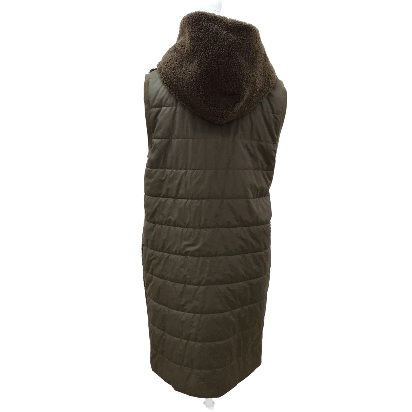 Leilianリバーシブル切替えロングベスト ZM1706【美品】Leilian レリアン 異素材切り替え中綿ロングベスト ジレ