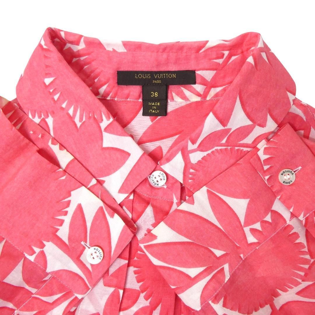 本物 美品 ルイヴィトン 花柄 フラワー 七分袖 ジャケット 装飾 レース 38 美品LOUIS VUITTON ルイヴィトン サイズ38 花柄 総柄 コットン×シルク