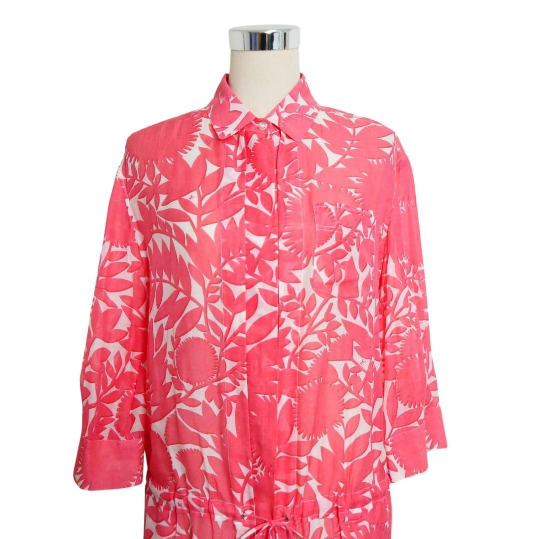 ルイヴィトン 長袖　トップス　コットン　トランク　総柄　38サイズ　レディース 美品LOUIS VUITTON ルイヴィトン サイズ38 花柄 総柄 コットン×シルク