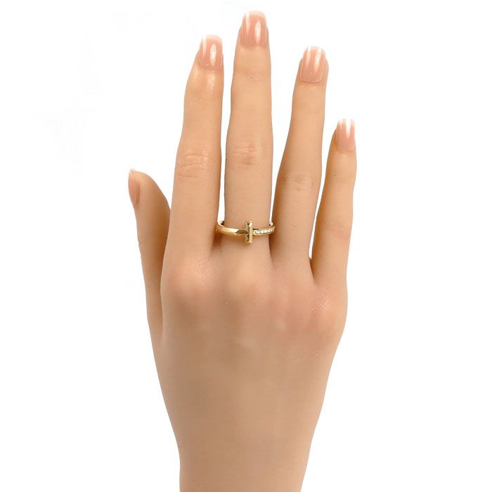 美品【ティファニー】K18YG　イエロゴールド T ワン　ナロー　ダイヤ　リング TIFFANY&Co. ティファニー K18YG イエローゴールド Tワン ナロー