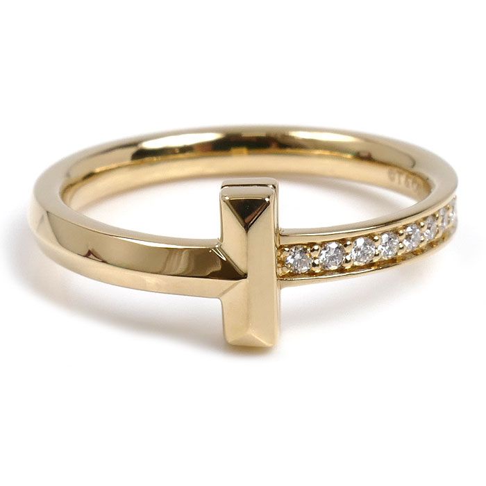 美品【ティファニー】K18YG　イエロゴールド T ワン　ナロー　ダイヤ　リング TIFFANY&Co. ティファニー K18YG イエローゴールド Tワン ナロー